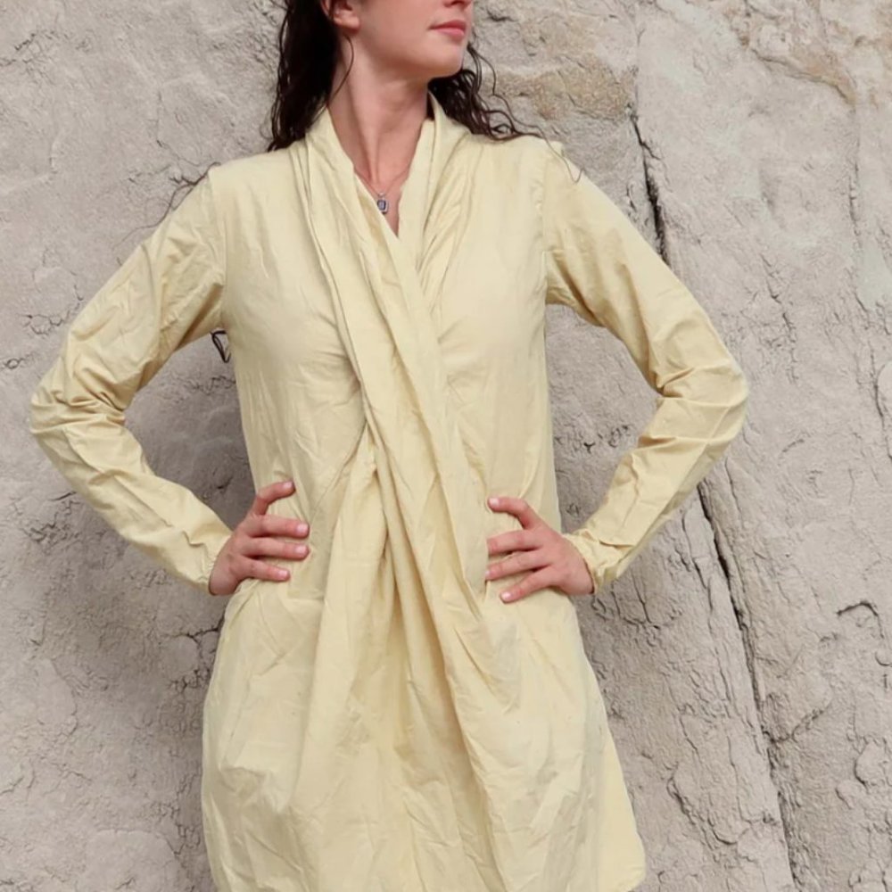 GAIA CONCEPTIONS SHAWL COLLAR ORIGAMI TUNIC ORGANIC COTTON HEMP KNIT XL SEAGLASS - Picture 12 of 15